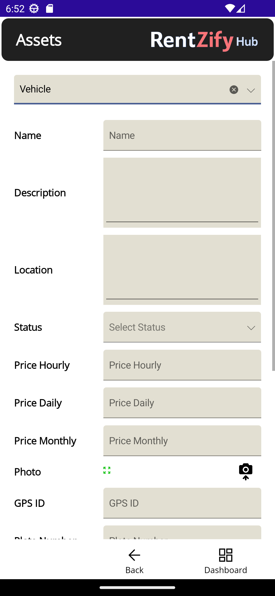Asset Form Screenshot
