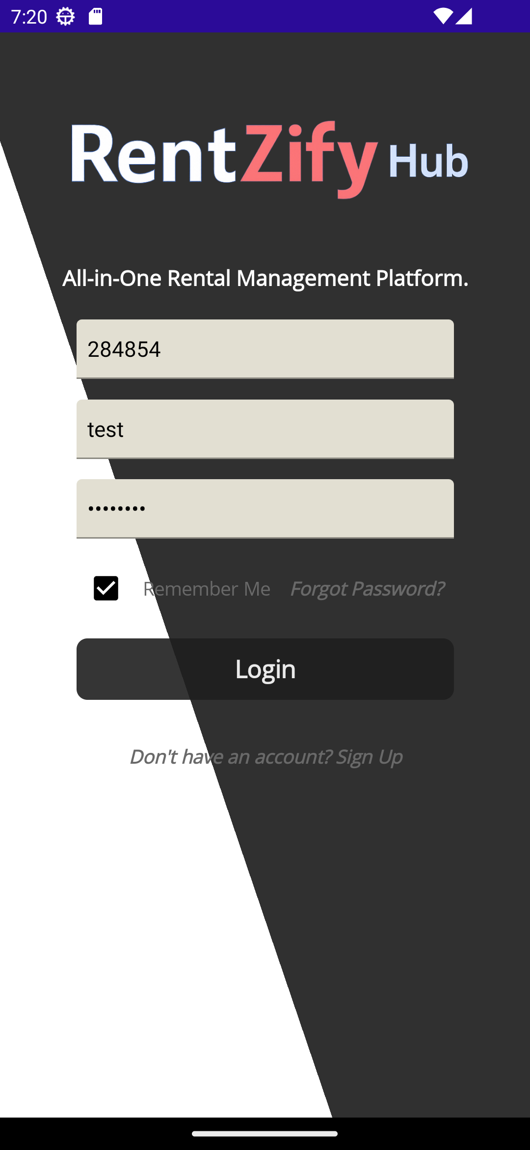 Login Page Screenshot
