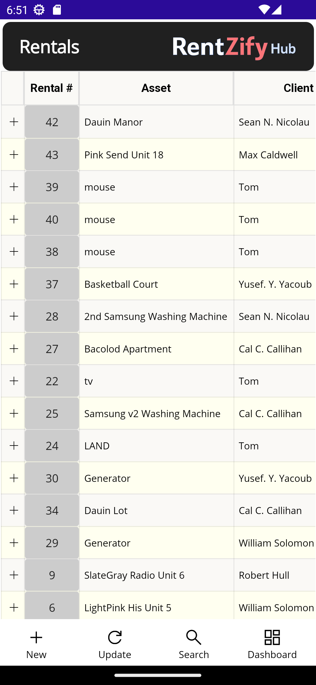 Rentals Page Screenshot