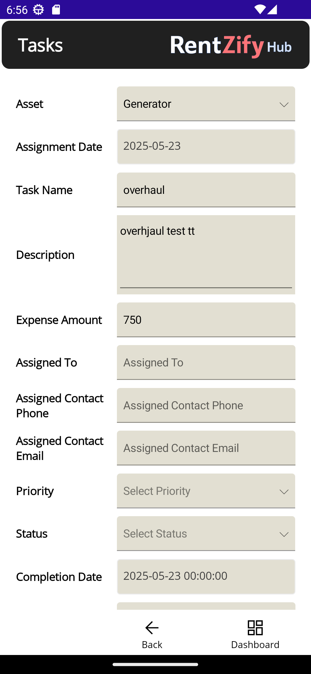 Task Form Screenshot