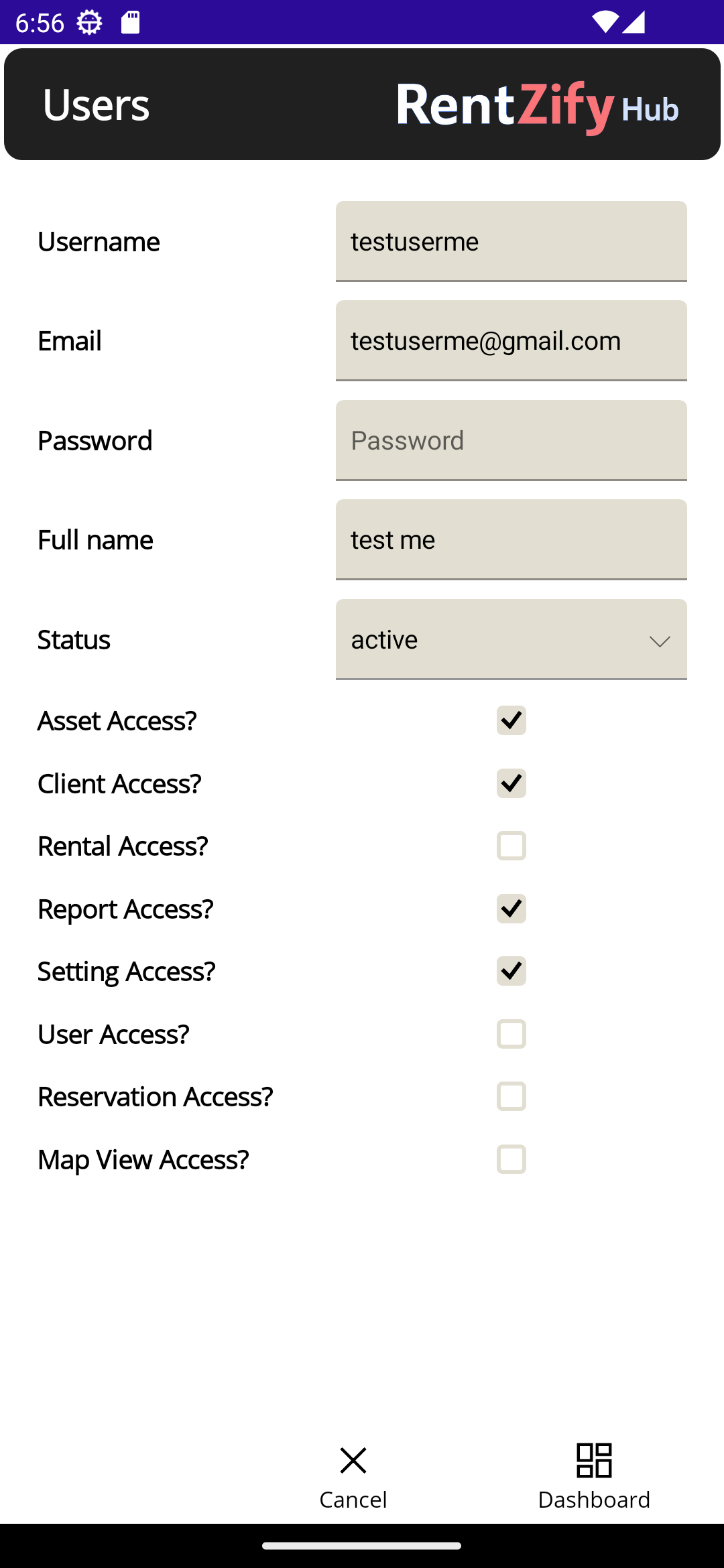 User Form Screenshot